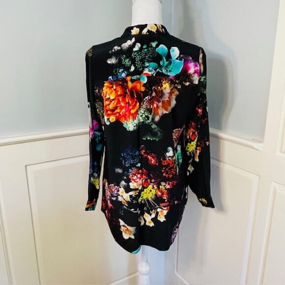 Amanda Uprichard 100% Silk Popover Tunic Blouse Top Floral Small - Picture 4 of 5